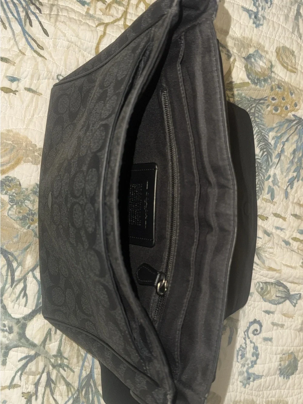 Coach Men's Black & Charcoal Signature Messenger Bag